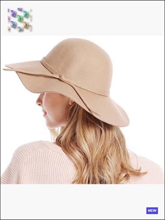 Wide Brim Wool Floppy Hat Ribbon Band Adjustable Sun Hat main image 6